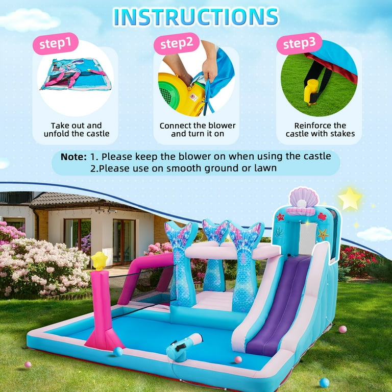 Erommy Inflatable Water Park for Kids, 7-in-1 Bounce House with
