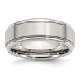 thumbnail image 1 of Stainless Steel 8mm Ridged Edge Ring Man Wedding Classic Flat W/edge  For Dad Mens  For Him, 1 of 9