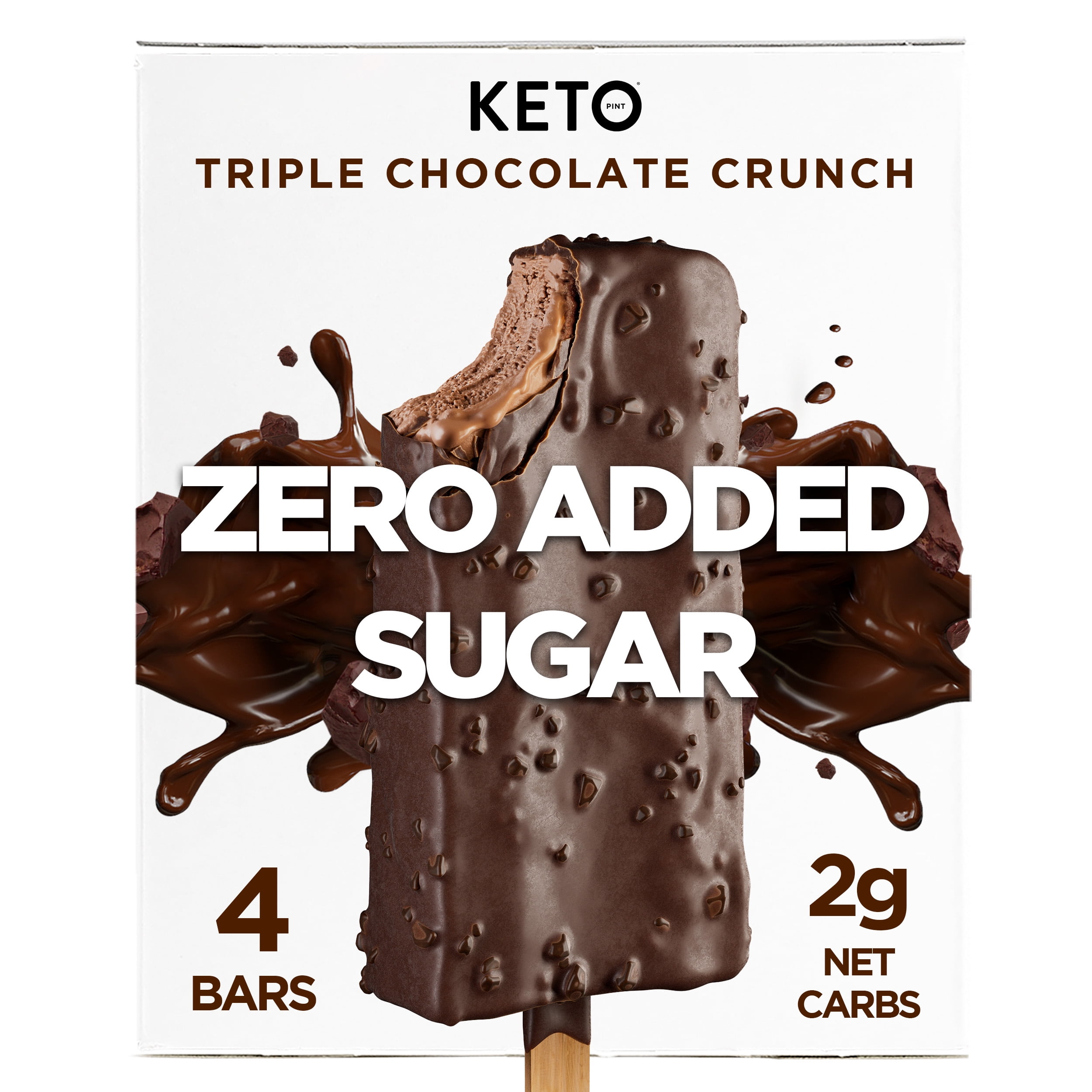 (3 pack) Keto Pint, Zero Sugar Added, Triple Chocolate Crunch Ice Cream Bars, 11 fl oz, 4 Count