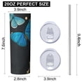 thumbnail image 3 of Butterfly 20 Oz Stainless Steel Skinny Tumbler – Vacuum Insulated Slim Travel Cup with Lid & Stainless Steel Straw, 360° Full Wrap Printed Tumbler for Home, Office & Outdoor Use, Spring, 3 of 6