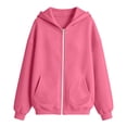 thumbnail image 5 of Ashirexll Girls Hoodies Solid Color Hooded Pullover with Zipper and Front Pocket for Big Girls Warm Top 5-16 Years, 5 of 7