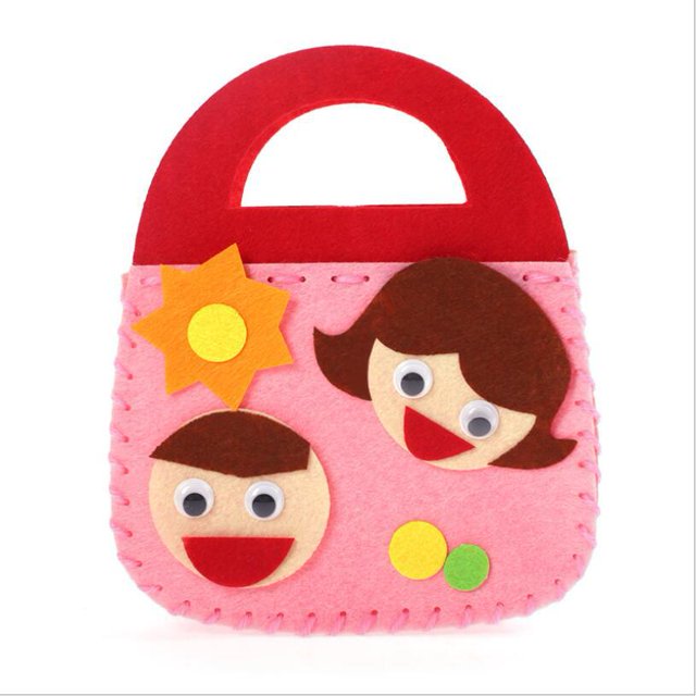 Juguetes creativos artesanales a mano para niños, bolsa de tela rosa, fabricación de regalo para niñas, bolso de animales Diy, Kit de manualidades para niños