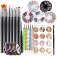 thumbnail image 1 of Nail Art Design Tools, Nail Accessories Art Kit with Nail Painting Brushes, Nail Dotting Tools, Manicure Tapes, Color Rhinestones Perfect Girl Gift Set, 1 of 7