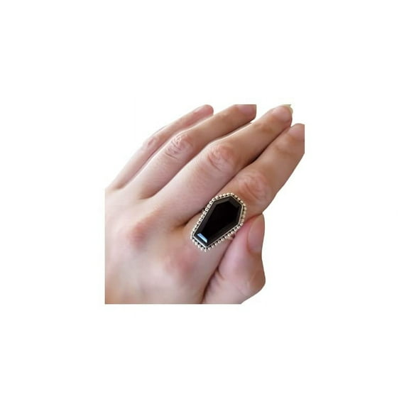 coffin ring natural black onyx ring 925 sterling silver rings dainty ring gemstone ring bohemian jewelry handmade ring coffin black onyx ring onyx ring beaded ring thanksgiving ring promise ring