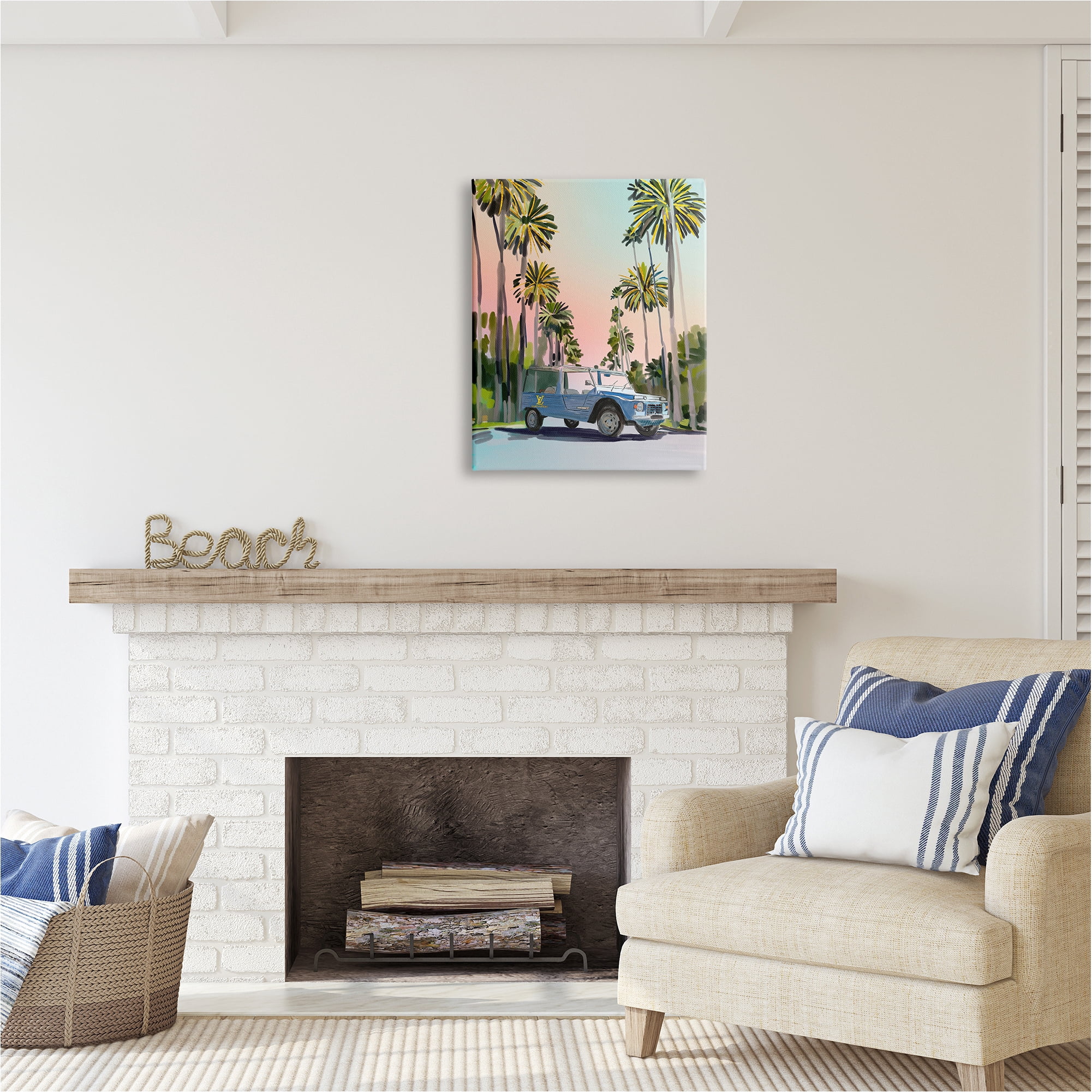 Stupell Industries Glam Summer Truck Transportation Painting Gallery Wrapped Canvas Art Print Wall Art, 24 x 30
