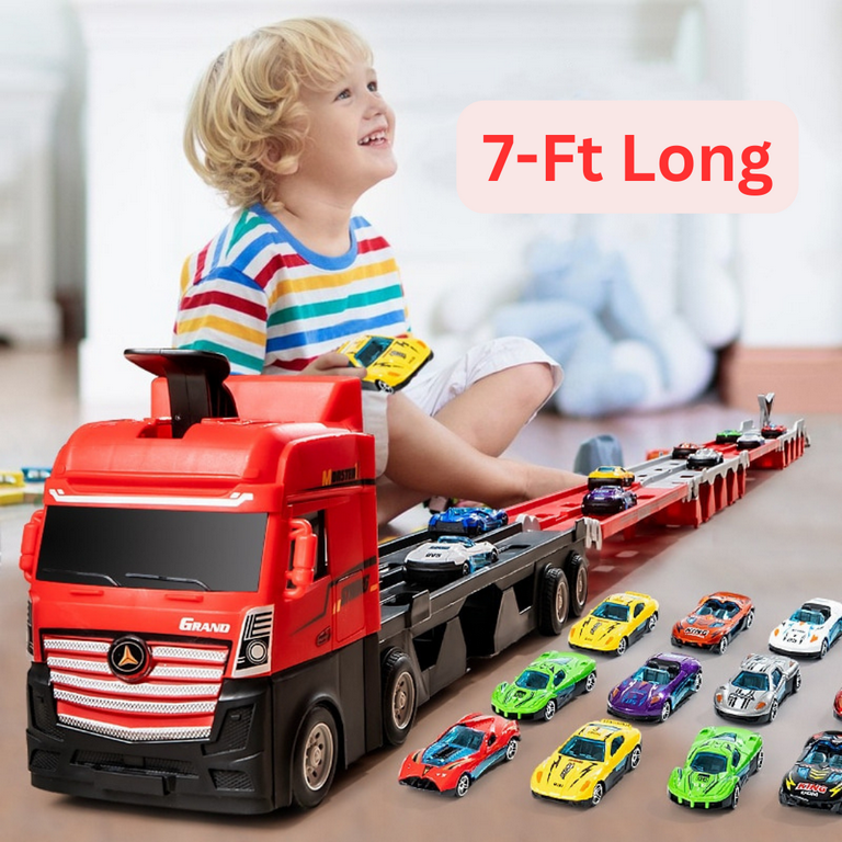 2 Year Old Boy Toys - 2 in 1 Car Carrier Transforms into Race Tracks with  Dual Launcher for Kids Ages 3-5 - 3 Year Old Boy Toys for 3 Year Old Boys