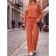 thumbnail image 5 of Cueply Two Piece Sets for Women Outfits Fall Lounge Set Sweatshirt Knit Pullover Sweater Tops Wide Leg Pants, 5 of 9