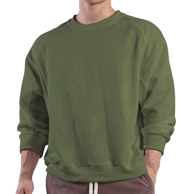 pstuiky mangas largas para hombre, Sudadera de manga larga para hombre, cuello redondo, holgada, color liso, deportiva, para exteriores, informal, de manga larga, con cuello redondo. xxl