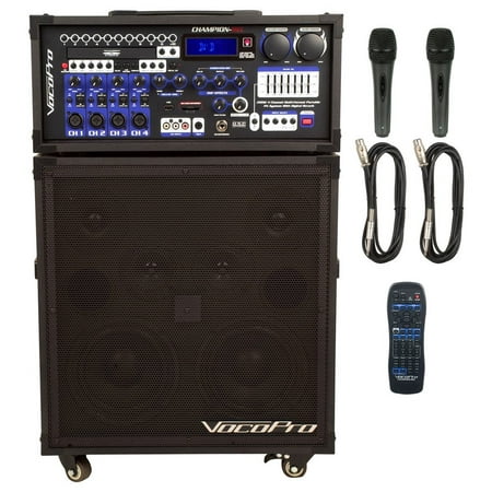VOCOPRO 200W 4-Channel Multi-Format Portable P.A. System with Digital Recorder | CHAMPION-REC BASIC