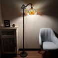 thumbnail image 3 of Tiffany Floor Lamp Rose Flowers Pink Orange Stained Glass Gooseneck Adjustable Corner Standing Reading Light 20"W*12"D*63"H, 3 of 9