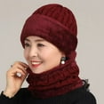 thumbnail image 2 of Winter Beanie Hat, Mid-aged Set, Warm Thick Knitted Cap Scarf Set Snow Cable Knit Hat for Men Women, 2 of 8