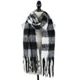 thumbnail image 2 of StylesILove Women Fluffy Buffalo Check Tassel Cozy Scarf Winter Shawl Fashion Wrap, 3 Colors (White), 2 of 3