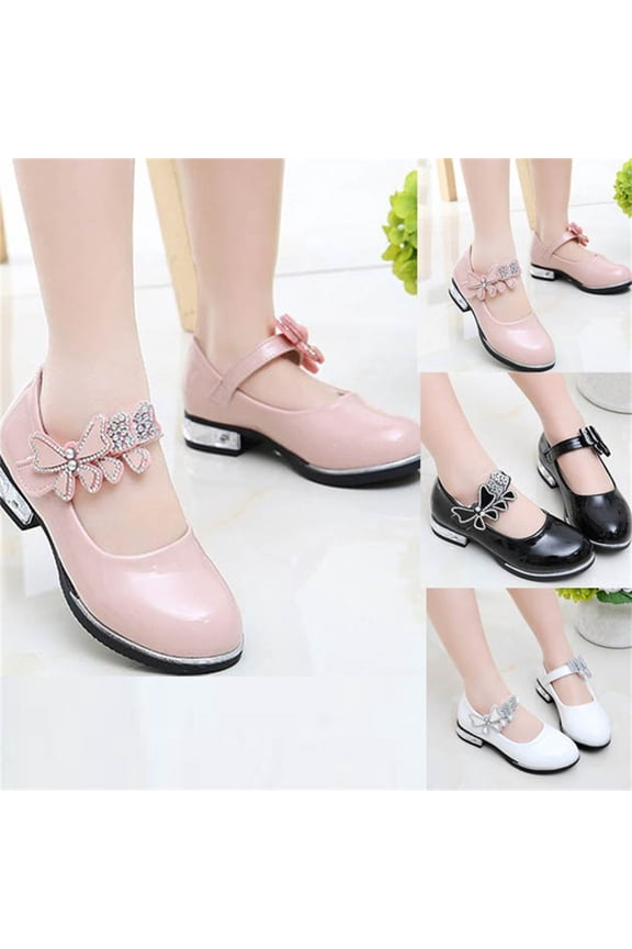 Girls Rhinestone Flats Solid Color Soft Sole Dance Stage Performance School Casual Footwear