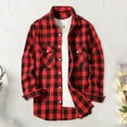 thumbnail image 3 of Fall Winter Men Shirt Coat - Plaid Print Long Sleeves Chest Pocket Turn-down Collar Single-breasted Loose Contrast Color Jacket, 3 of 8