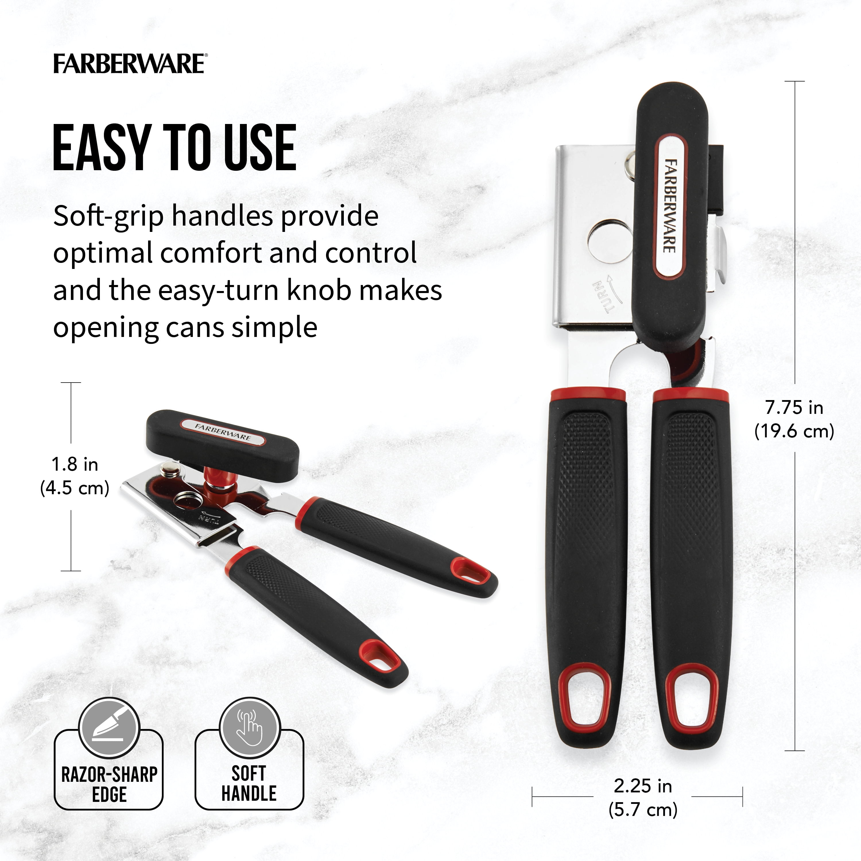 Farberware Soft Grips Garlic Press with Black Handle and Red Accent