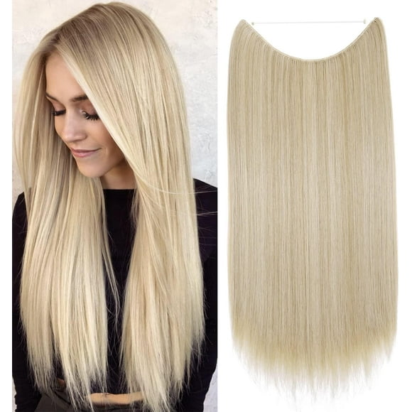 shiyou-Invisible Wire Hair Extensions Halo Hair Extension Hidden Headband Secret Hairpiece Synthetic Fiber For Women No Clip 20 Inch #24/613 Dirty Blonde