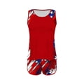 thumbnail image 6 of Brnmxoke American Flag Womens Bathing Suit Two Piece Summer Loose Fit Patriotic Swimsuits Casual Tank Top with Boyshorts Modest Swimwear Beach Outfits Red,XL, 6 of 7