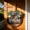 thumbnail image 6 of Welcome Sign for Front Door, Rustic Round Wood Wreaths Wall Hanging Outdoor Decor, Porch Fence Decorations Hanging Gift for Home Outdoor for Spring Summer Fall All Seasons Holiday, 6 of 6