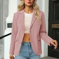 thumbnail image 4 of QATAINLAV Plus Size Blazer for Women Elegant Open Front Lapel Suit Jackets Lightweight Loose Long Sleeve Office Work Blazers, Pink, XXXL, 4 of 8