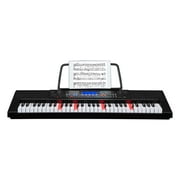 Glarry Electronic Keyboard Portable 61-Key Digital Music Piano with Lighted Keys, Microphone