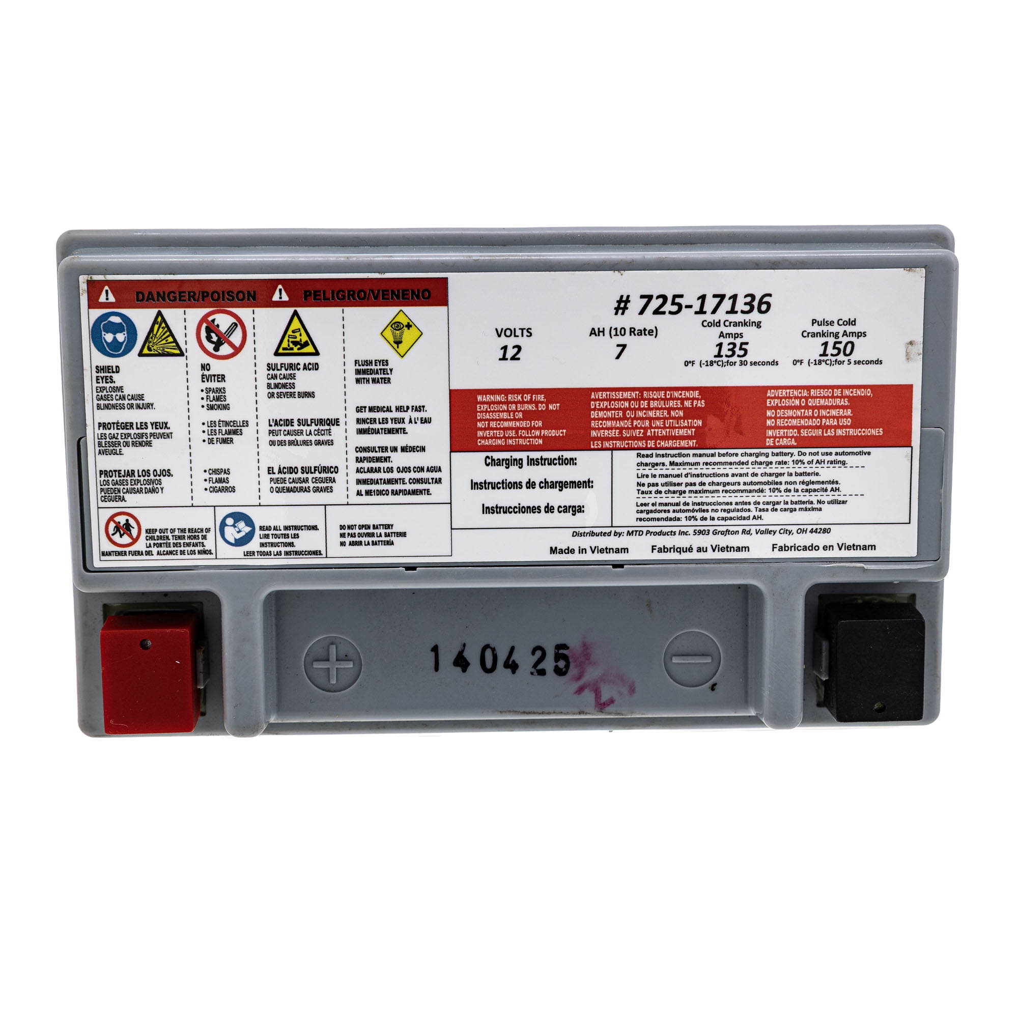 CUB CADET 725P17136 Battery AGM 7AHR CC 30 H Hydro Mini Rider