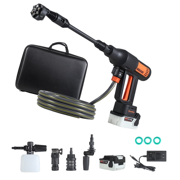 KFFKFF Cordless Pressure Washer, 1200 PSI MAX Portable Cleaner with Brushless Motor, Dual Batteries, Multi-Function Nozzle & Water Hose, Adjustable Speeds, Handheld Washer