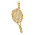 thumbnail image 3 of Real 14kt Yellow Gold Solid Polished 3-D Tennis Racquet Pendant; for Adults and Teens; for Women and Men, 3 of 5