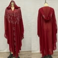 thumbnail image 6 of Xfvqtps Womens Wedding Cape Mesh Layered Pearl Flower Pattern V Neck Exquisite Cloak with Hood Poncho Wine, 6 of 6