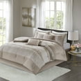 thumbnail image 1 of Madison Park Ava 7 Piece Chenille Jacquard Comforter Set Taupe Queen, 1 of 13