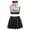 Colorful&Black, variant on Kids Girls Jazz Hip Hop Street Dance Outfits Sequin Sleeveless Crop Top with Skirt Set Gold 9-10