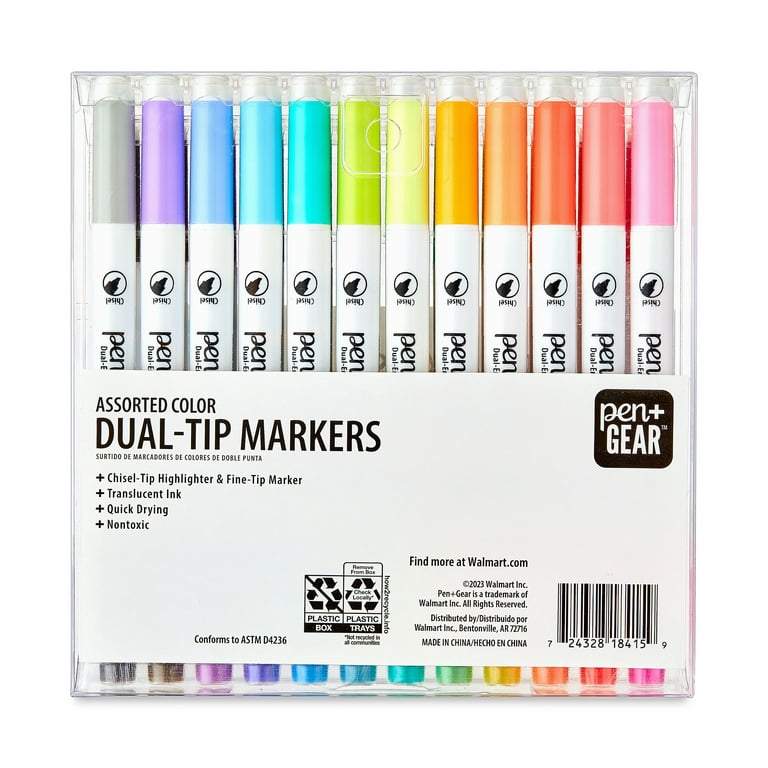 Dual Tip Fine & Brush Tip Markers, 50 ct