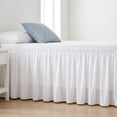 thumbnail image 5 of Queen Bed Skirt, Wrap Around, 15" Drop, White, Elastic Adjustable Dust Ruffle, Wrinkle & Fade Resistant, Luxurious Silky Fabric, Machine Washable, 5 of 6