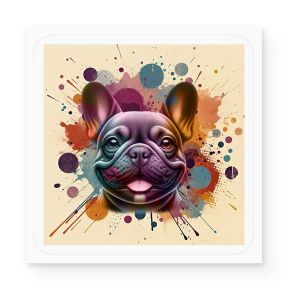 French Bulldog Portrait Watercolor Vintage Retro Styles Vinyl Sticker Dog Lover Gifts Waterproof Decal Art Decor - 00001