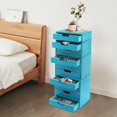 thumbnail image 2 of 4 Pack Wooden Desktop Storage Organizer, Stackable Drawer Cabinet with Drawers Vintage Apothecary Cabinet, Card Catalog Wooden Storage Box for Desktop Organizer,No Assembly Required (Blue), 2 of 16