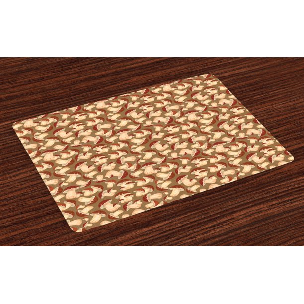 Mushroom Placemats Set of 4 Organic Food Porcini Mushroom with Vintage