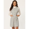 thumbnail image 3 of Vestido a cuadros sin mangas con cuello redondo y botones vintage elegante para mujer Beige M, 3 of 5