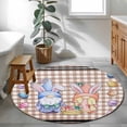 thumbnail image 3 of Round Rug 3.3Ft Washable Non-Slip, Bunny Gnomes Easter Circle Area Rugs for Living Room Bedroom, Eggs Brown Checkered Farmhouse Indoor Floor Mats Carpet Runner for Home Decor Aesthetic, 3 of 8