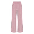 thumbnail image 3 of Womens Linen Striped Gingham Wide Leg Pants Palazzo Drawstring Lounge Pants Casual Trousers with Pockets,Stripe Linen Pants Summer Beach Vacation Casual Lightweigt Straight Leg Lounge Pajama Pants, 3 of 4