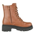 thumbnail image 3 of Top Moda Women Combat Army Style Boots Lace Up Side Zipper Lug Sole Platform Booties Light Brown Tan PU 10, 3 of 4