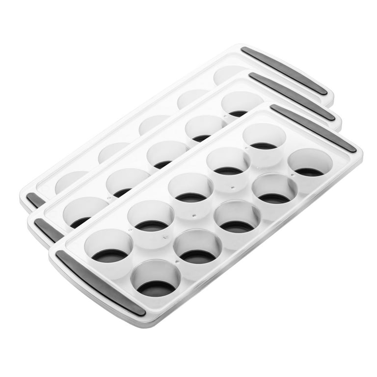 Edge Ice Cube Trays, 3 Pack Silicone Molds Easy Release BPA Free Flexible  and Odorless, for Whiskey and Cocktails, Large Round , Charcoal 