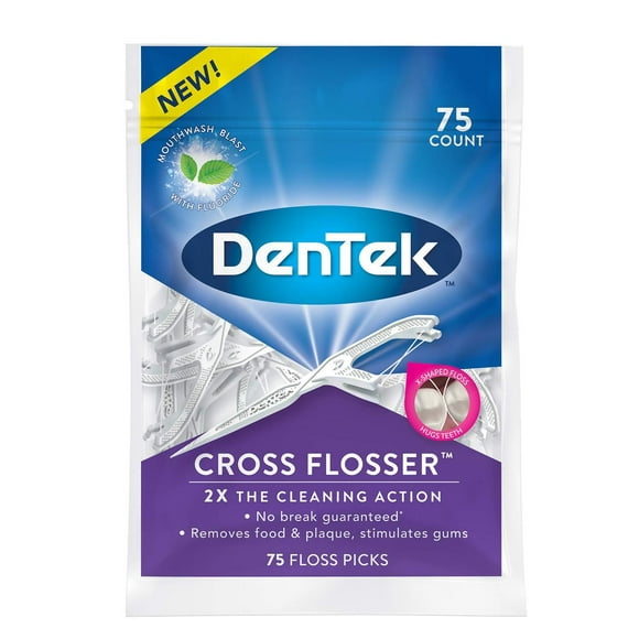 DenTek Cross Flosser Pics, en Forme de X Flosse Câlins Dents, 75 Comte 75 Pics - Pack de 1 75 Pics - Pack de 1