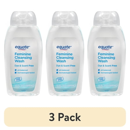 (3 pack) Equate Dye- and Scent-Free Feminine Cleansing Wash For all Skin Types, 13 fl oz