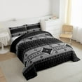 thumbnail image 3 of Feelyou Bohemian Triangle Print Full Size Comforter Sets, Black Grey Hippie Aztec Bedding Comforter Set, Teens Adult Women Men Reversible Bedding Sets, Breathable Home Decor, 3pcs, 3 of 8