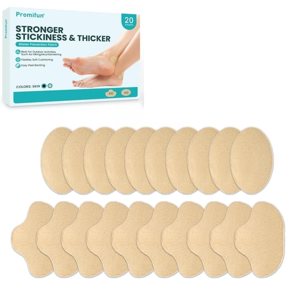 Promifun Moleskin Foam Blister Bandages Adhesive Heel Pads Calluses Foot Protector Cushions Cracked Heel Prevention,20 Count,Variety Pack