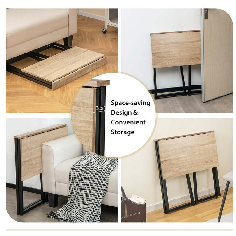 Costway 1 PCS Rolling Computer Desk Metal Frame PC Laptop Table Wood Top Study Workstation