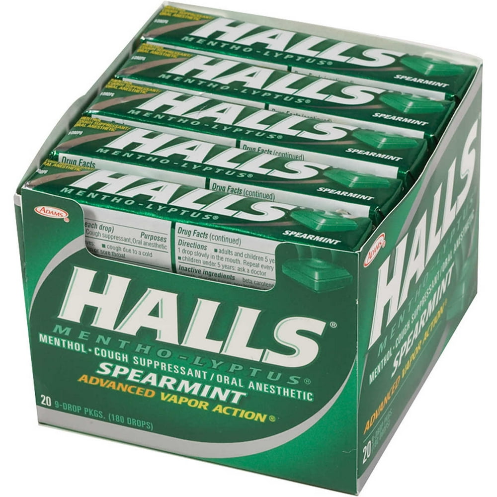 Halls Cough Drops, Spearmint, 20 ct