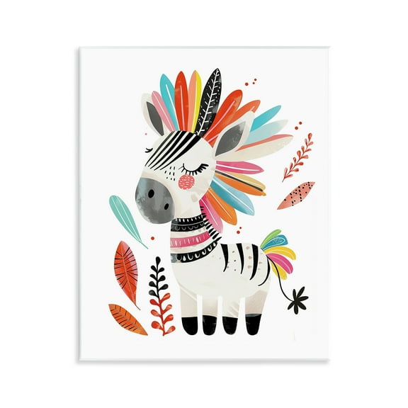 Stupell Industries Rainbow Blooms Zebra Animals Painting Unframed Art Print Wall Art, 11 x 14