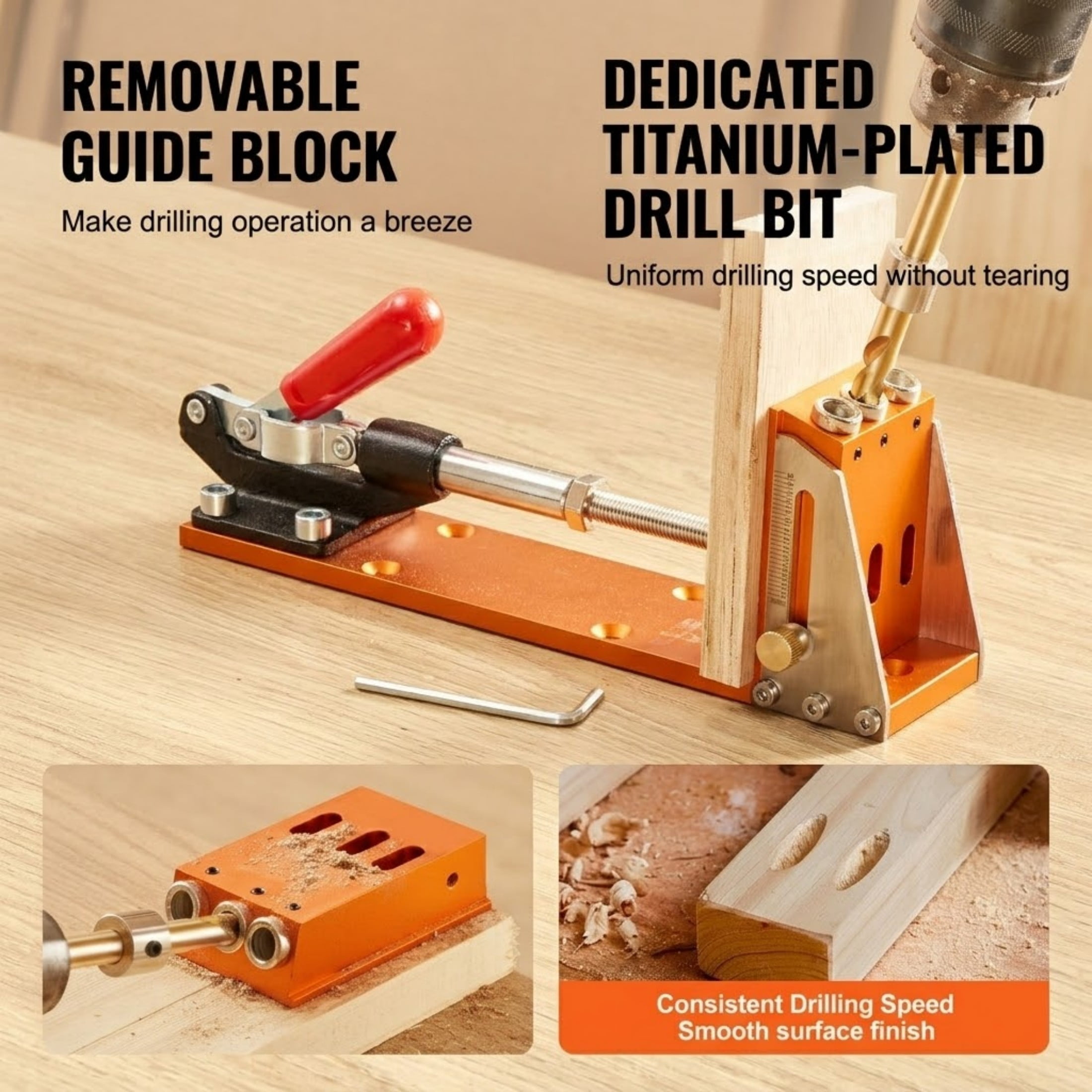 30 Pcs Pocket Hole Jig Kit, Adjustable Woodworking Drill Guide with Step Drill Bits and Accessories, Dual Scale