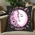 thumbnail image 5 of Set of 2 18x18in Throw Pillow Covers - Black Moon & Pink Floral Design ' MOON ' - Perfect for Couch Bed or Car, 5 of 8