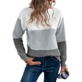 thumbnail image 3 of Women's Striped Sweater Boat Neck Colorblock Knitted Sweater Casual Long Sleeve Pullover Fashion Sweater Top, 3 of 8